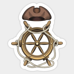 Steering Wheel and Sailor Hat Sticker